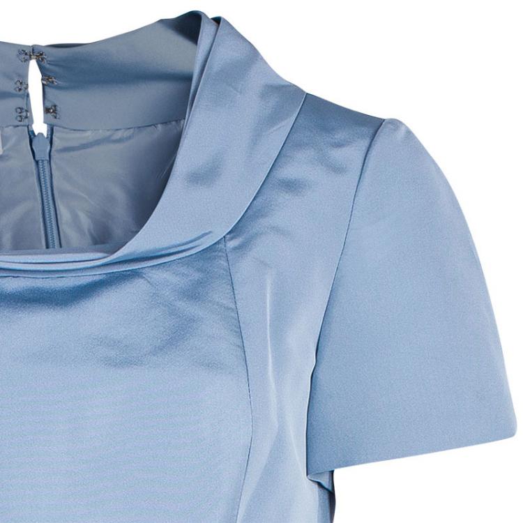 Pre Owned Oscar de la Renta Blue Short Sleeve Dress M
