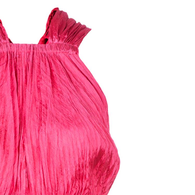 Pre Owned Oscar de la Renta Azalea Pink Crushed Silk Dress L