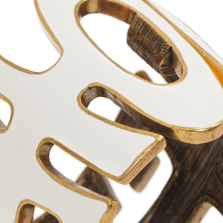 Pre Owned Oscar De La Renta White Gold Tone Cuff Bracelet