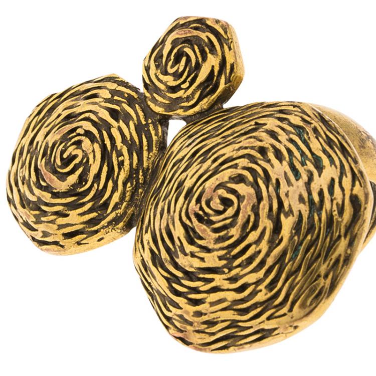 مملوكة مسبقًا Oscar de la Renta Circular Swirls Gold Tone Ring Size 56