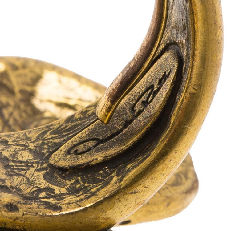 مملوكة مسبقًا Oscar de la Renta Circular Swirls Gold Tone Ring Size 56