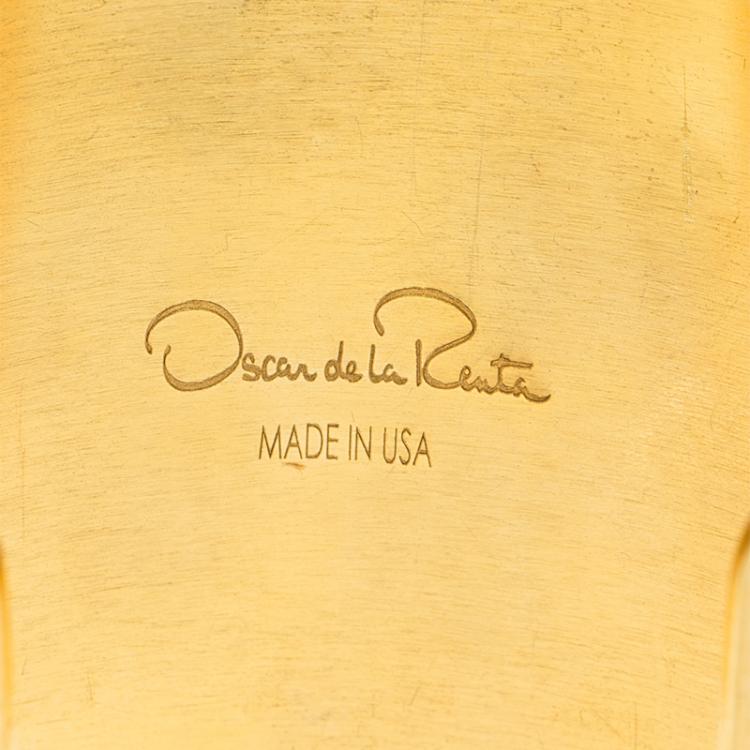 Pre Owned Oscar de la Renta Crystal & Gold Tone Open-Cuff Bracelet