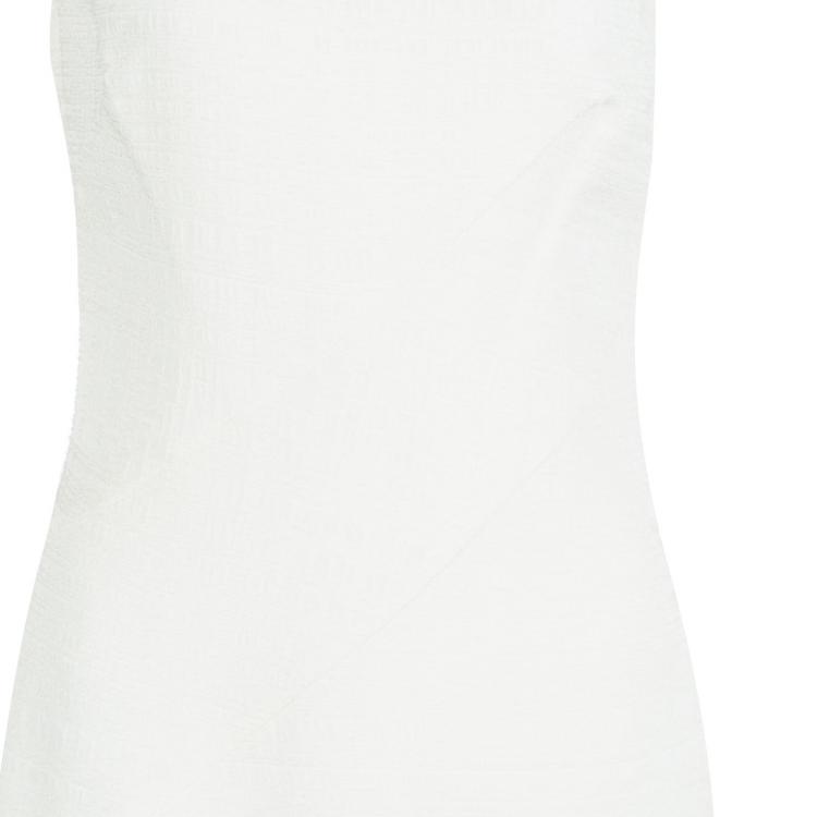 Pre Owned Oscar de la Renta Cream Textured Sleeveless Dress S