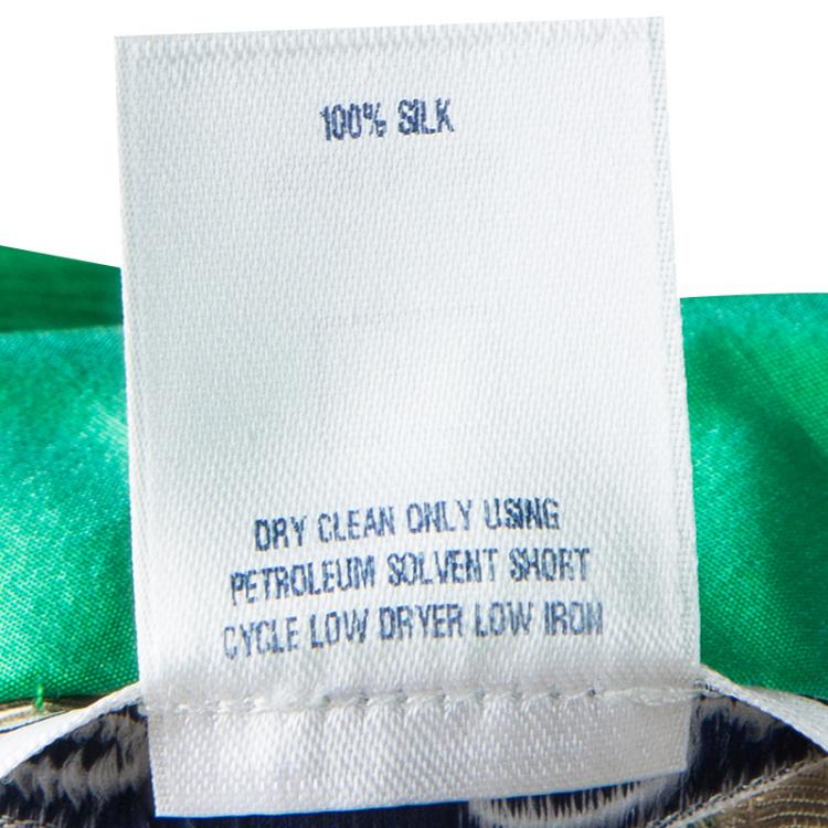 Pre Owned Oscar de la Renta Green Silk Chiffon One Shoulder Ruched Gown XS