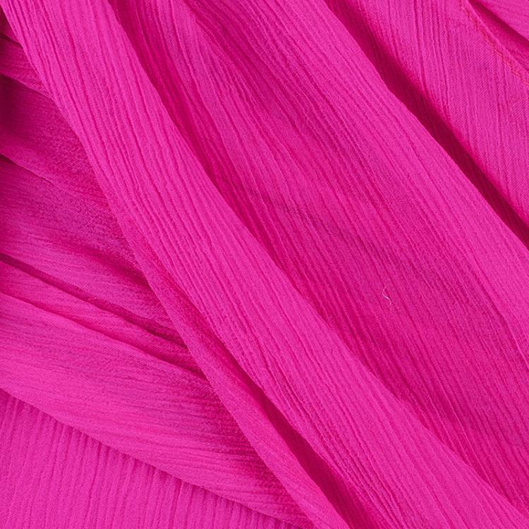 Pre Owned Oscar De La Renta Hot Pink Chiffon Belted Gown L