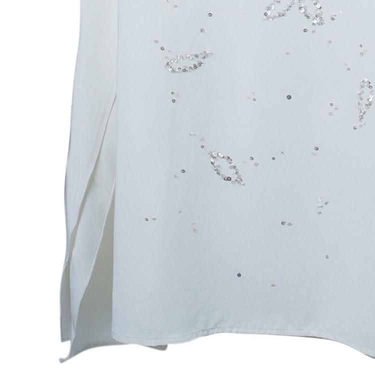 Pre Owned Oscar de la Renta Ivory Beaded Kaftan L