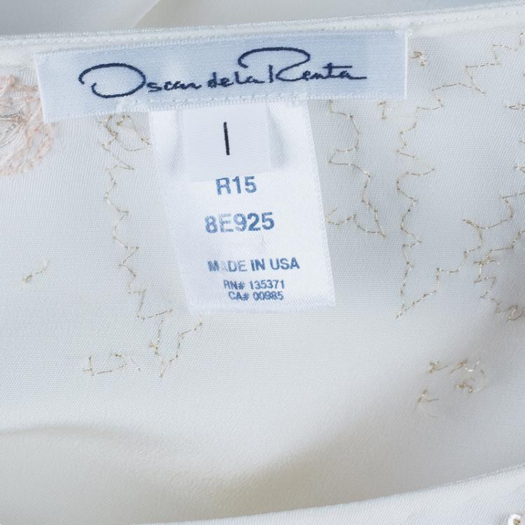 Pre Owned Oscar de la Renta Ivory Beaded Kaftan L