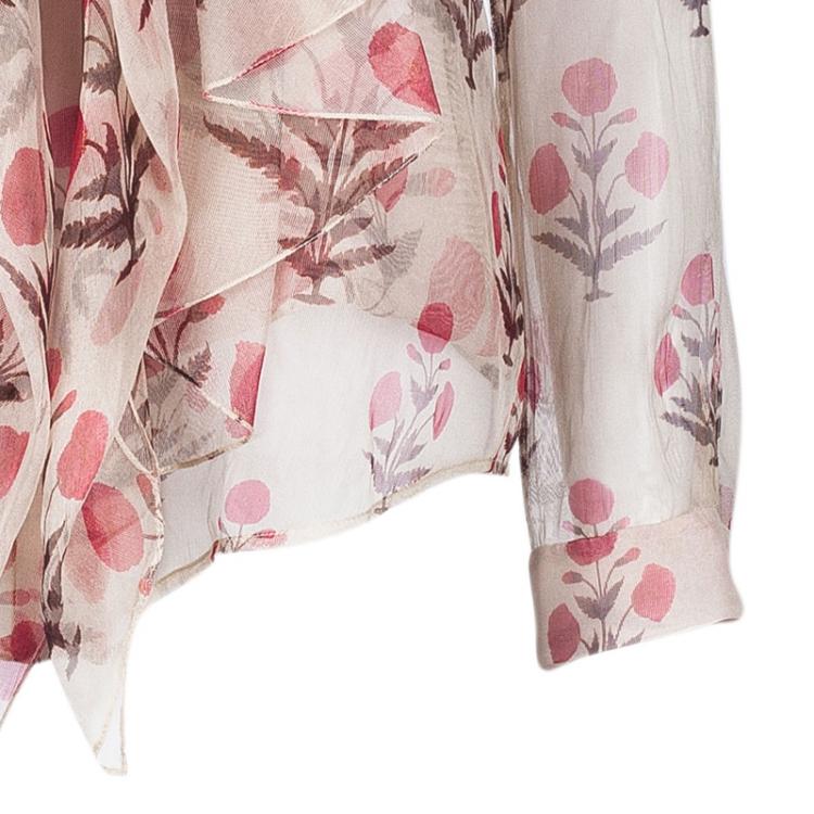 Pre Owned Oscar de la Renta Floral Chiffon Top S