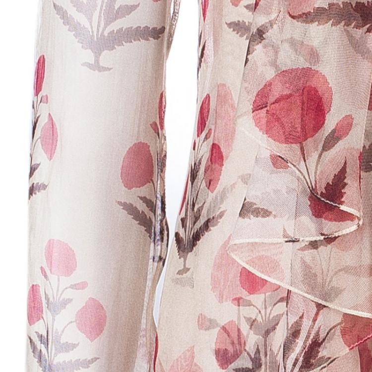 Pre Owned Oscar de la Renta Floral Chiffon Top S