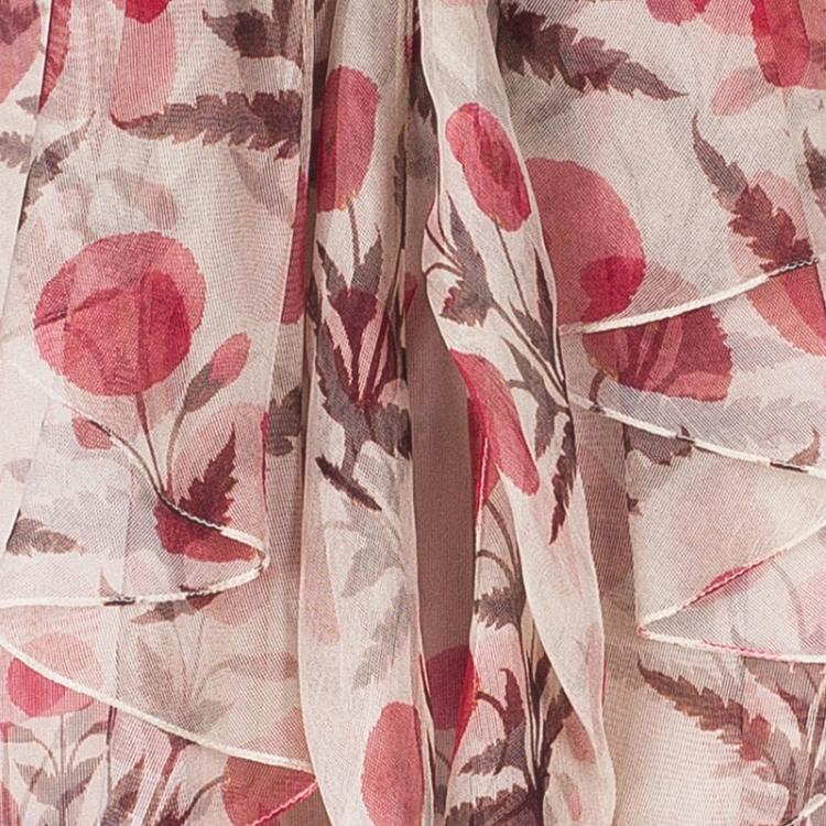 Pre Owned Oscar de la Renta Floral Chiffon Top S