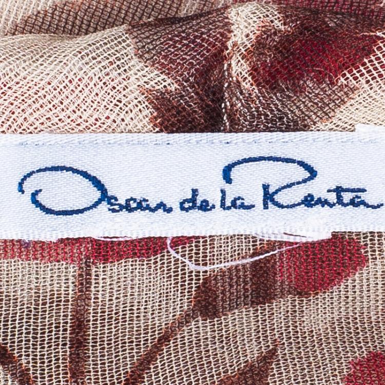 Pre Owned Oscar de la Renta Floral Chiffon Top S