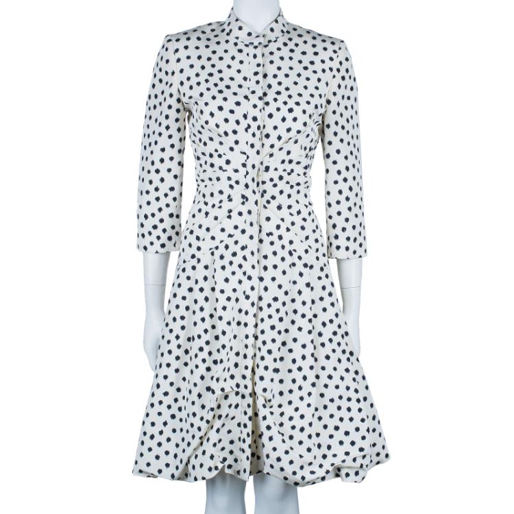 Pre Owned Oscar De La Renta Polka-dot Dress Coat M