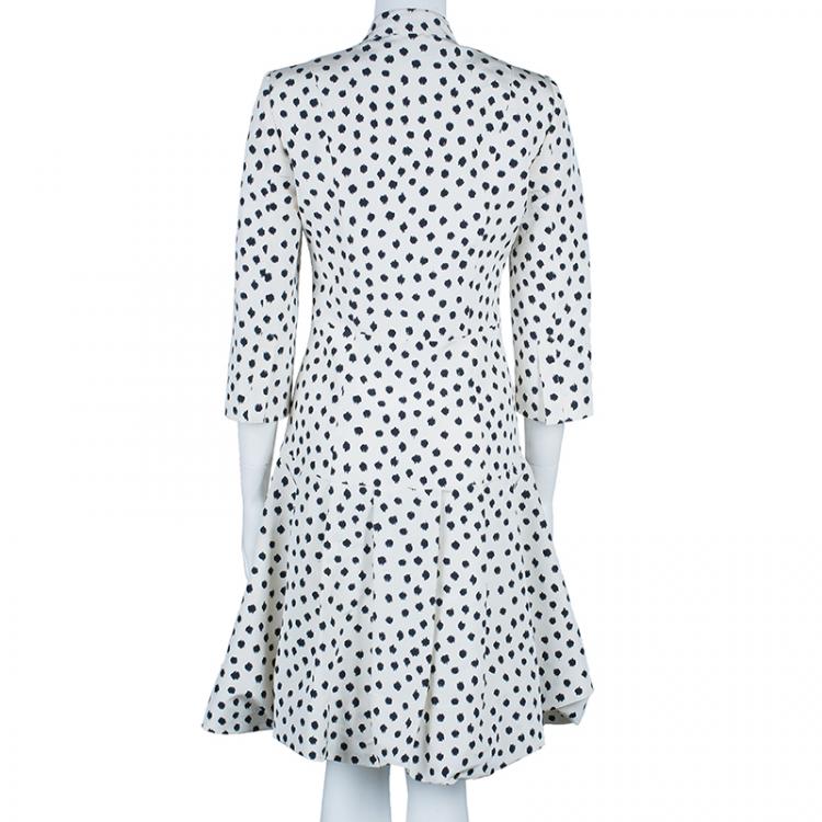 Pre Owned Oscar De La Renta Polka-dot Dress Coat M