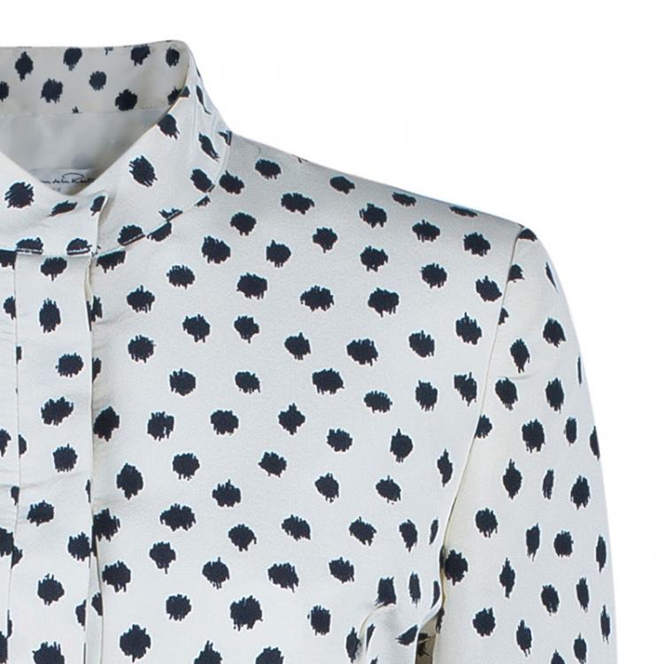 Pre Owned Oscar De La Renta Polka-dot Dress Coat M
