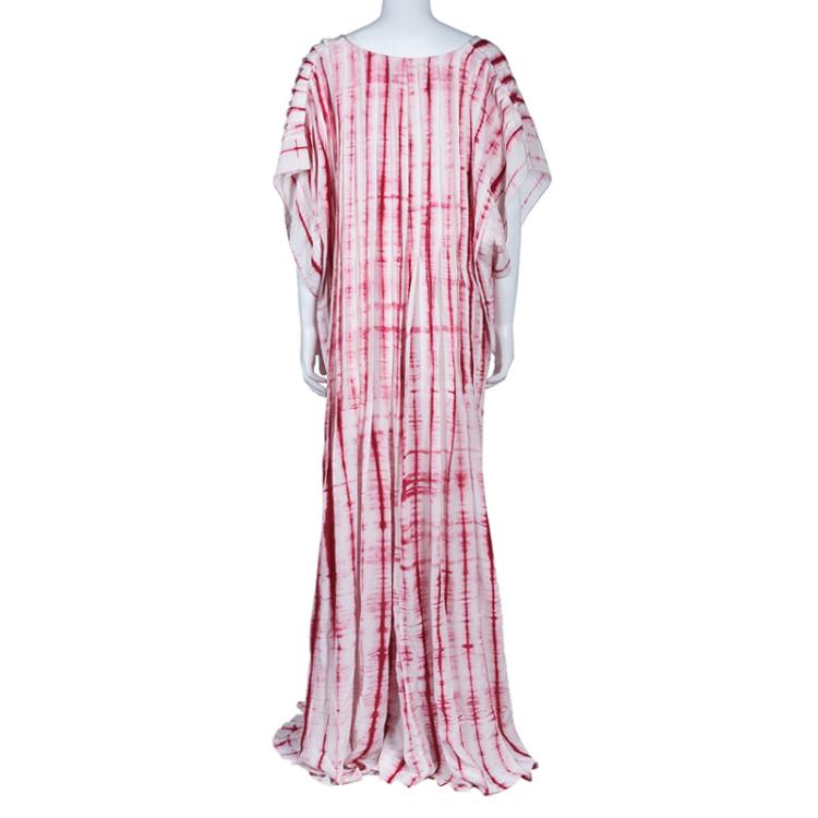 Pre Owned Oscar de la Renta Tie-dye Printed Kaftan L