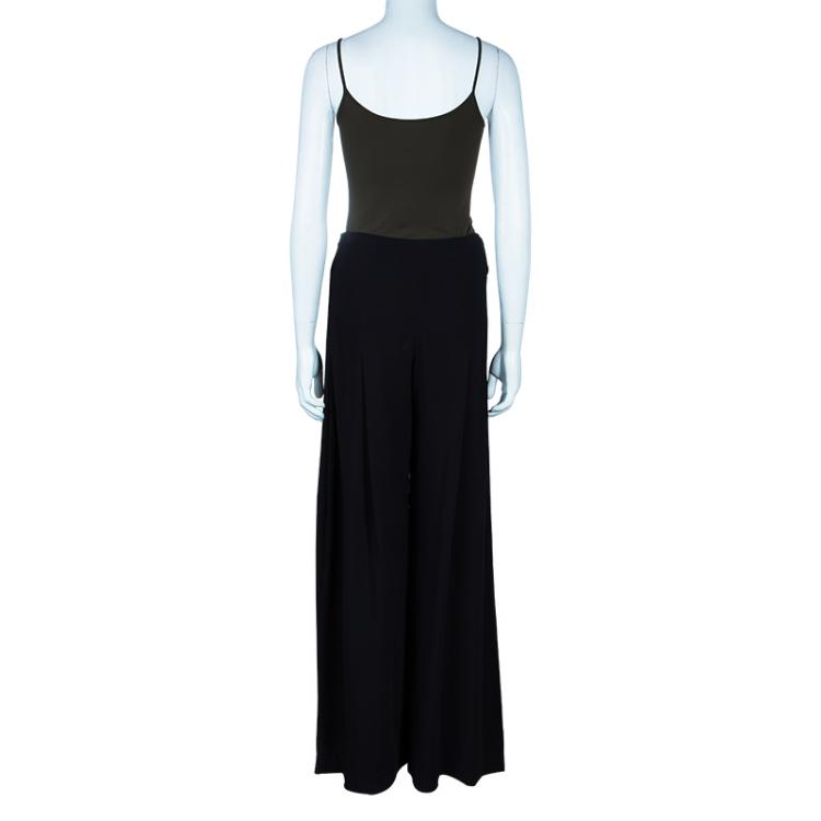 Pre Owned Oscar de la Renta Black High Waisted Wide Leg Trousers S