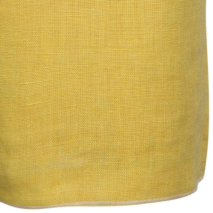 Pre Owned Oscar de la Renta Yellow Linen Embellished Waist Dress M