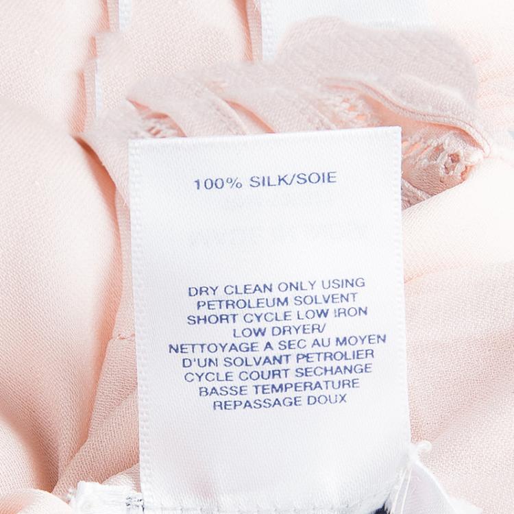مملوكة مسبقًا Oscar De La Renta Blush Pink Lace Insert Detail Pintucked Silk Shirt L