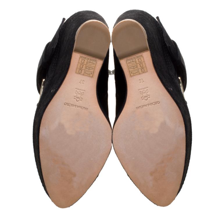 مملوكة مسبقًا Paloma Barceló Black Suede Annapurna Wedge Ankle Boots Size 37