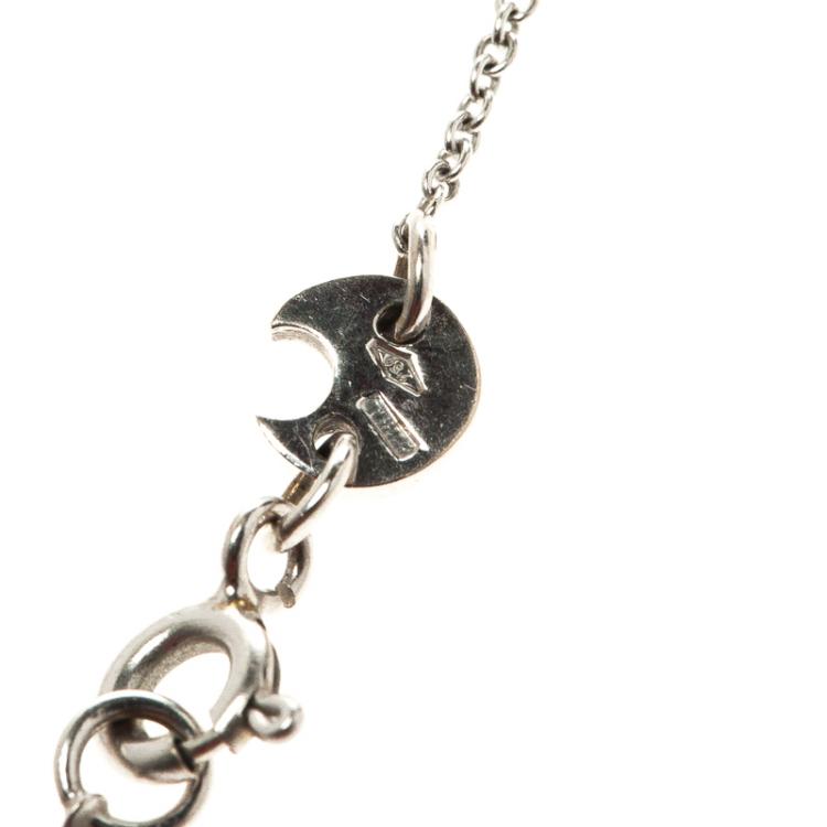 Pre Owned Pasquale Bruni Diamond & 18k White Gold Moon Charm Bracelet 18cm