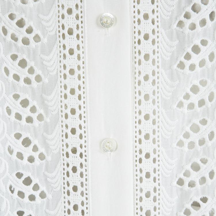 Pre Owned Paul and Joe White Eyelet Lace Insert Shirt L