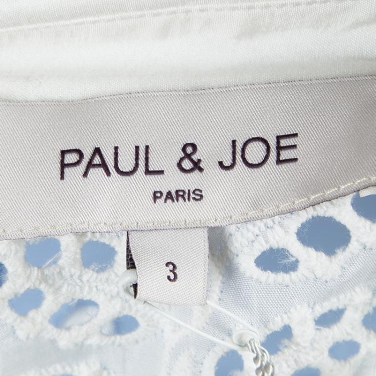 Pre Owned Paul and Joe White Eyelet Lace Insert Shirt L