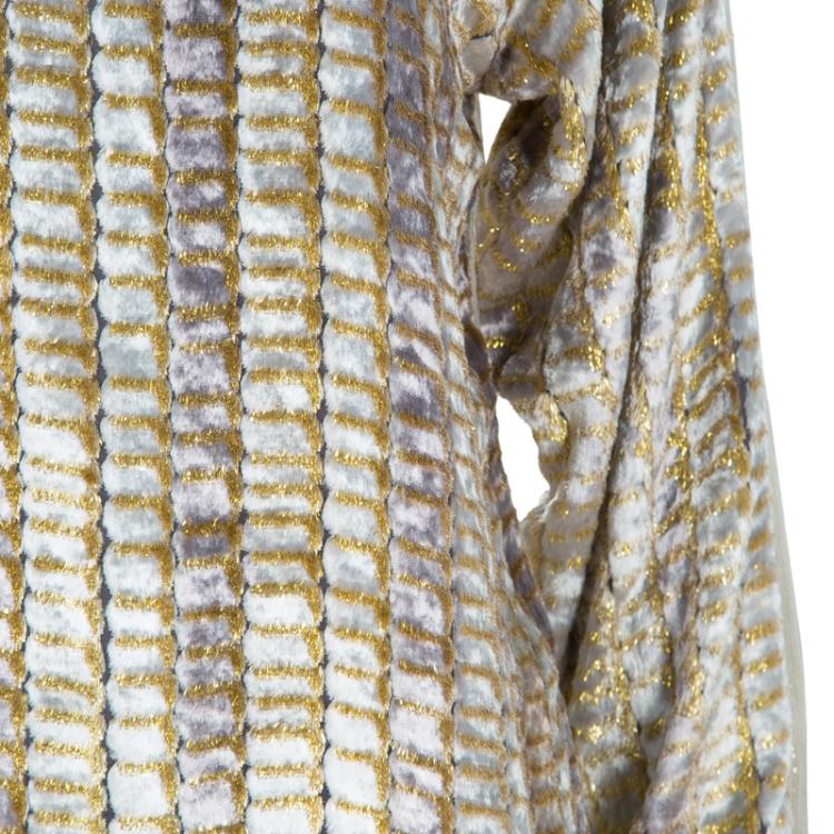 Pre Owned Paul And Joe Velvet Lurex Textured Long Sleeve Mandarin Collar Top M