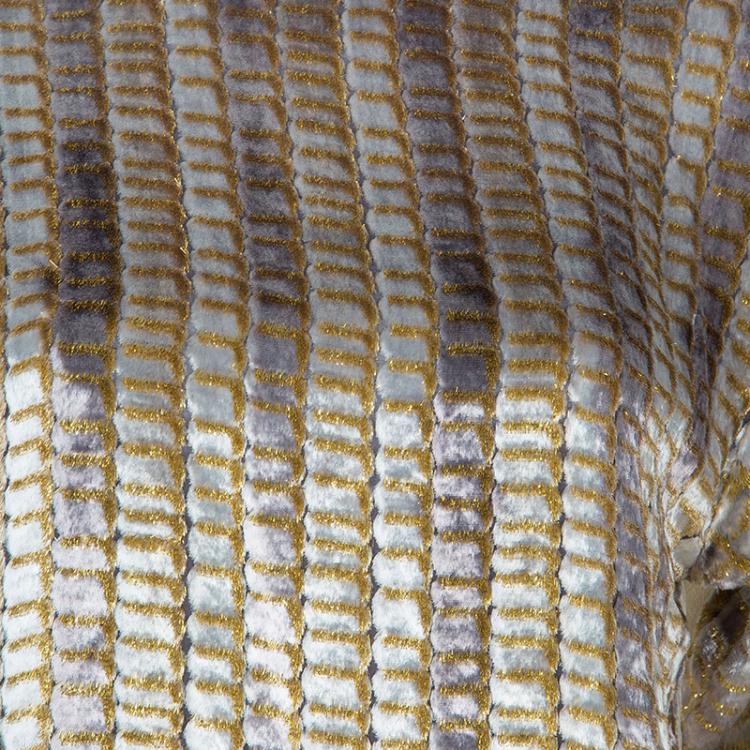 Pre Owned Paul And Joe Velvet Lurex Textured Long Sleeve Mandarin Collar Top M