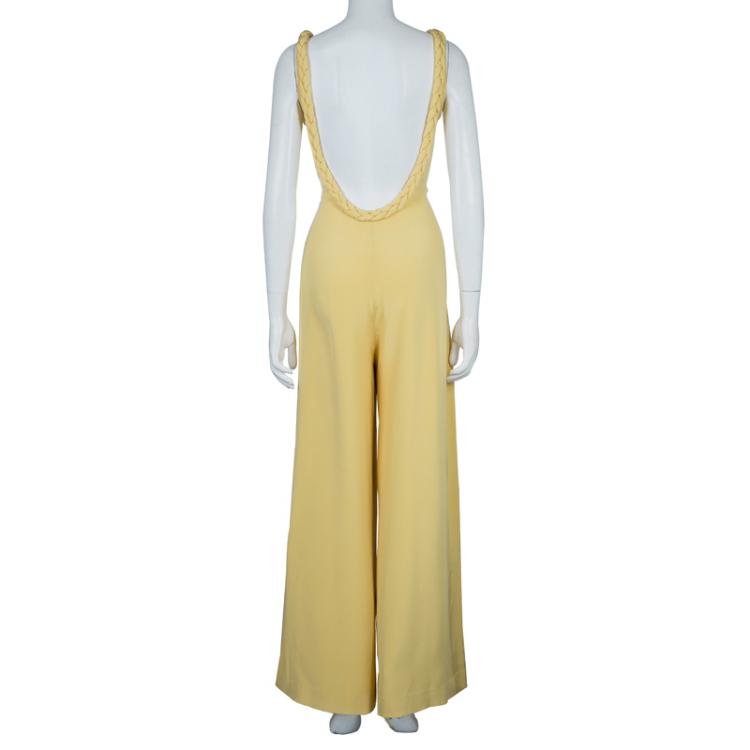 Pre Owned Paul and Joe Pale Yellow Scoop Back Sleeveless Silk Jumpsuit M