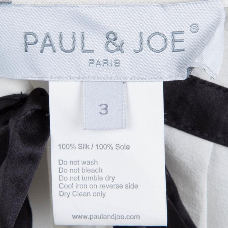 Pre Owned Paul and Joe White Silk Empire Line Short Sleeve Blouse L