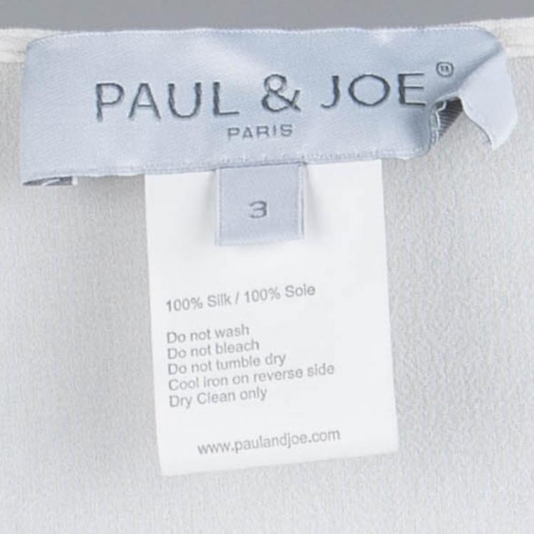 Pre Owned Paul and Joe White Silk Empire Line Short Sleeve Blouse L