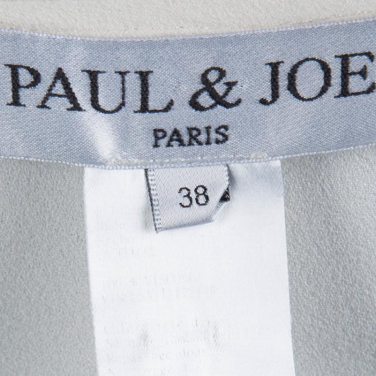 Pre Owned Paul & Joe Cream Long Sleeve Overlap Dress M