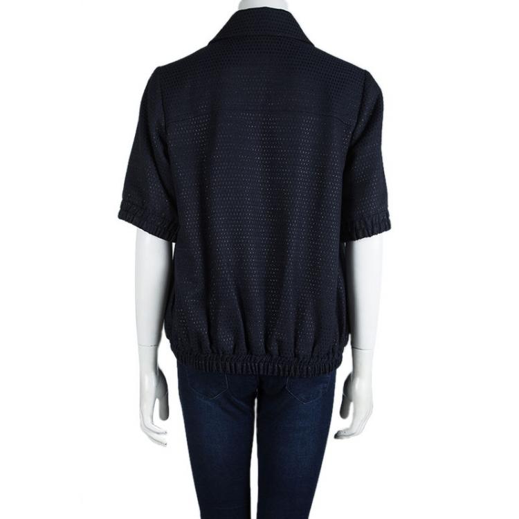 Pre Owned Paul And Joe Navy Blue Jacquard Double Breasted Jacket L