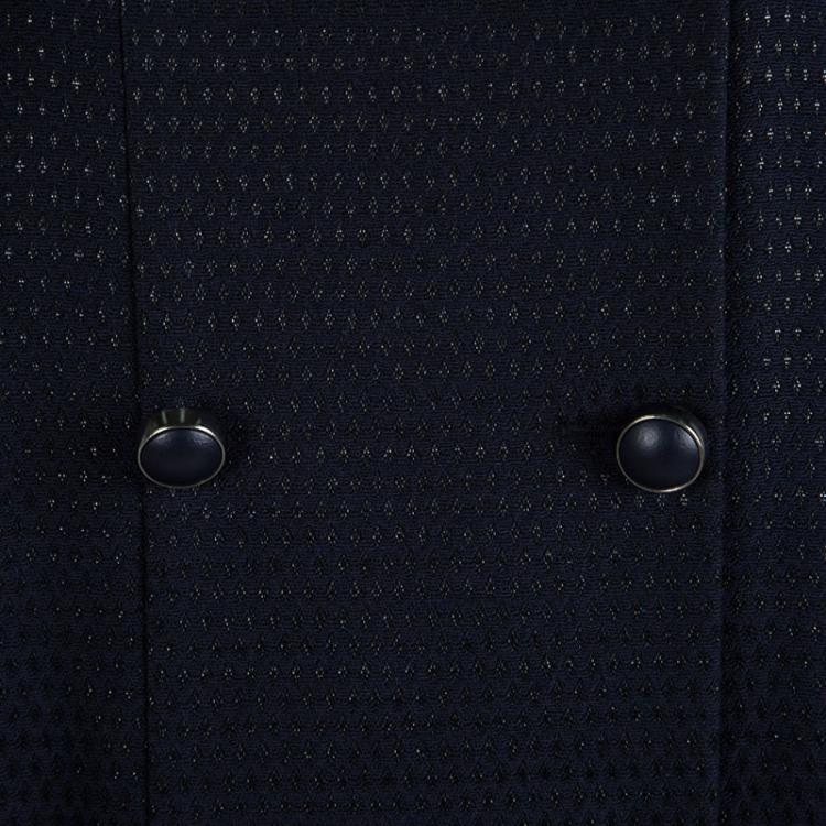 Pre Owned Paul And Joe Navy Blue Jacquard Double Breasted Jacket L