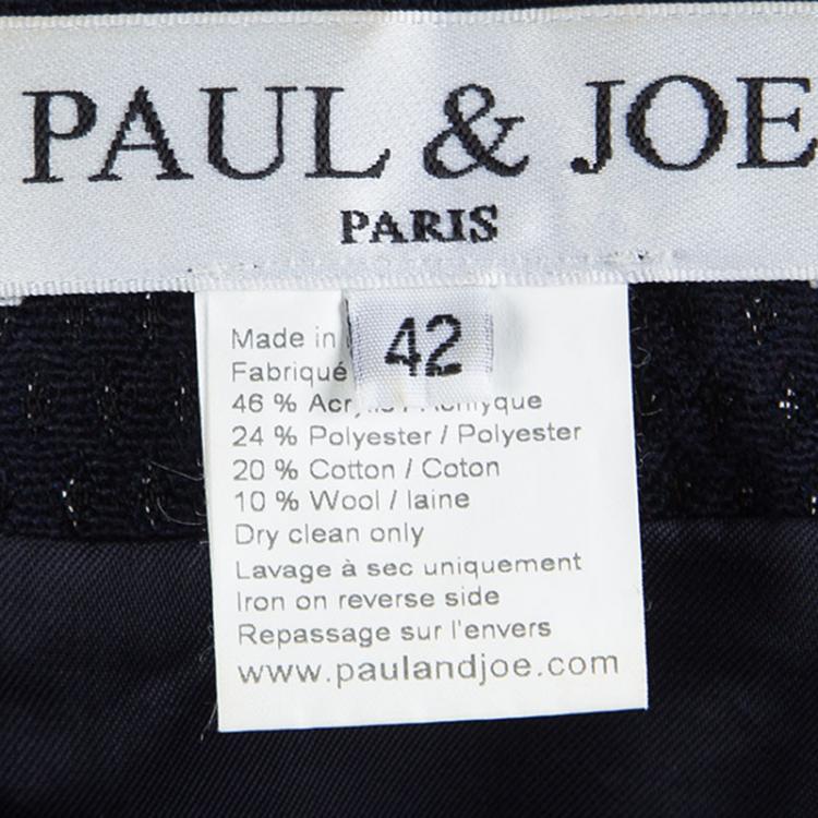 Pre Owned Paul And Joe Navy Blue Jacquard Double Breasted Jacket L