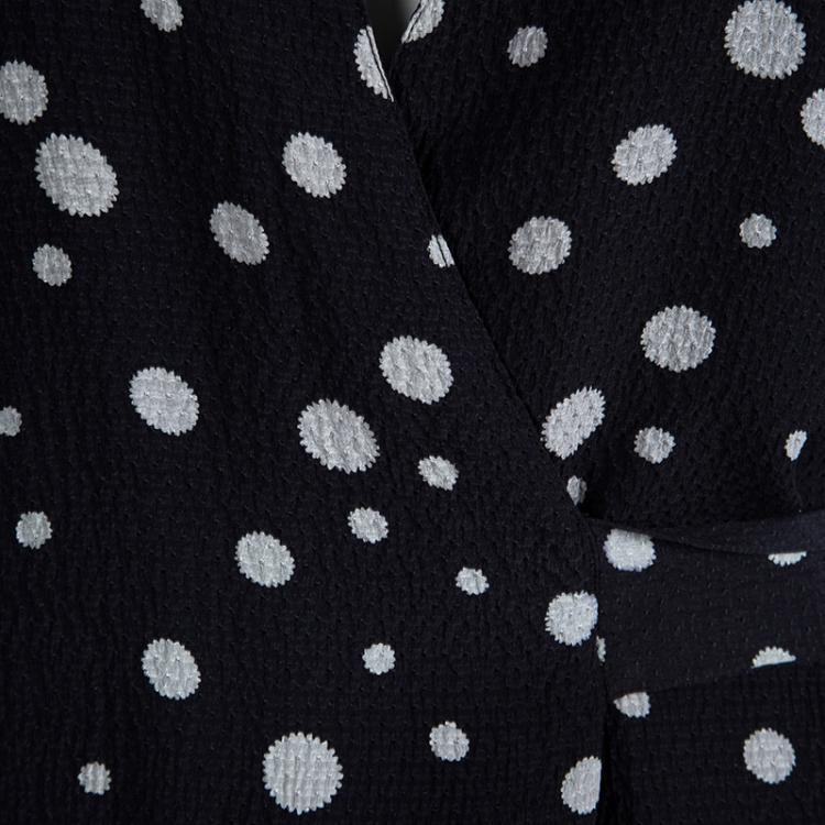 Pre Owned Paul and Joe Black Crinkled Silk Polka Dotted Wrap Dress L