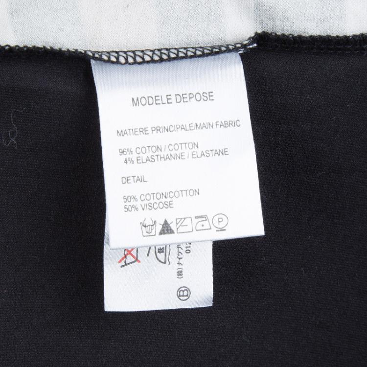 Pre Owned Paule Ka Black Jersey Multicolor Striped Bow Detail T-Shirt XL