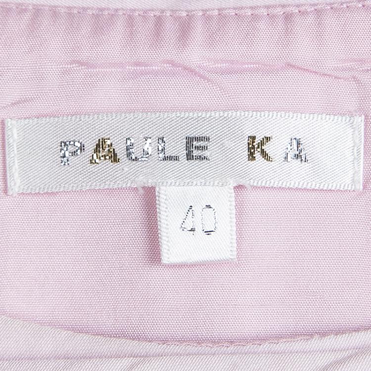 Pre Owned Paule Ka Pink Cotton Bow Detail Sleeveless Dress M