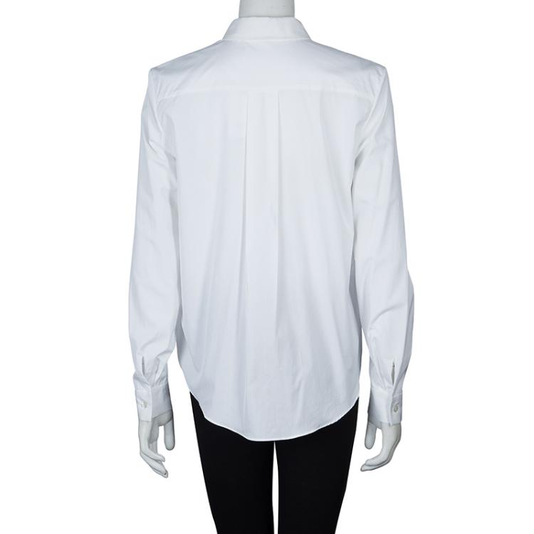 Pre Owned Peter Pilotto White Lace Detail Long Sleeve Cotton Eero Blouse M