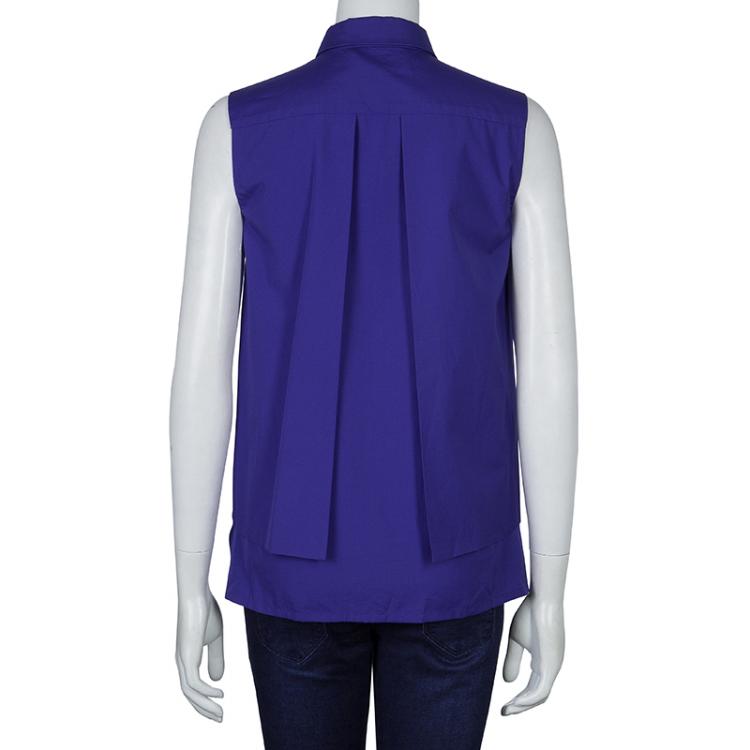 Pre Owned Peter Pilotto Blue Broderie Anglaise Sleeveless Shirt S