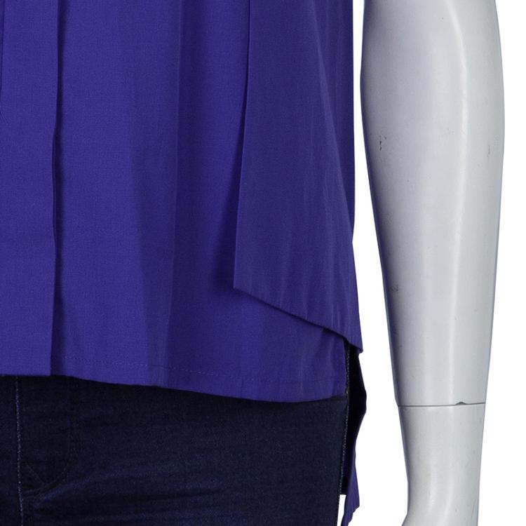 Pre Owned Peter Pilotto Blue Broderie Anglaise Sleeveless Shirt S