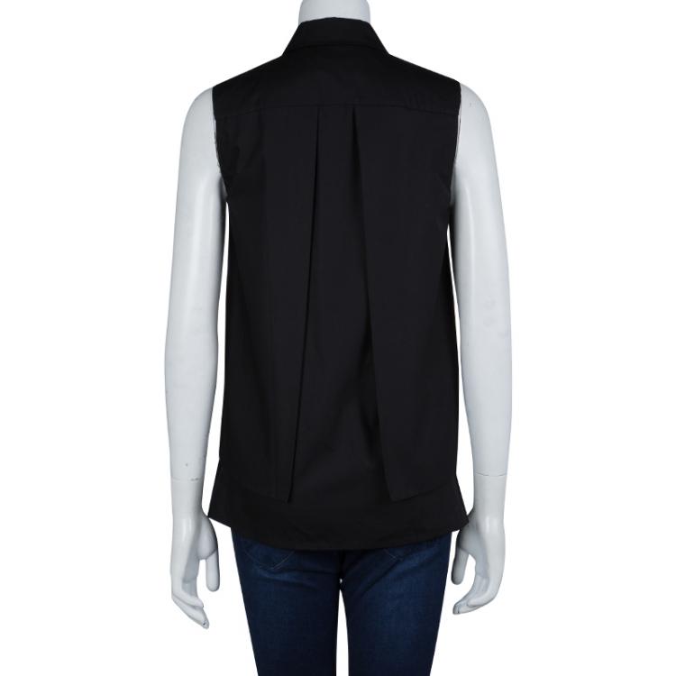 Pre Owned Peter Pilotto Black Embroidered Sleeveless Top S