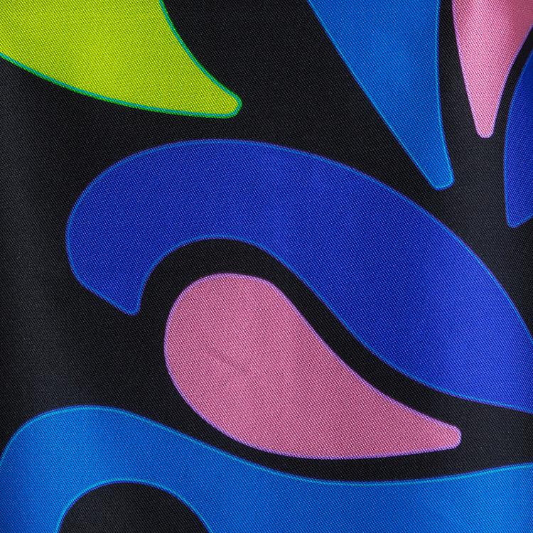 Pre Owned Peter Pilotto Black Abstract Print Mikado Silk Dress L