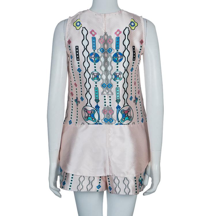 Pre Owned Peter Pilotto Digital Print Silk Top M