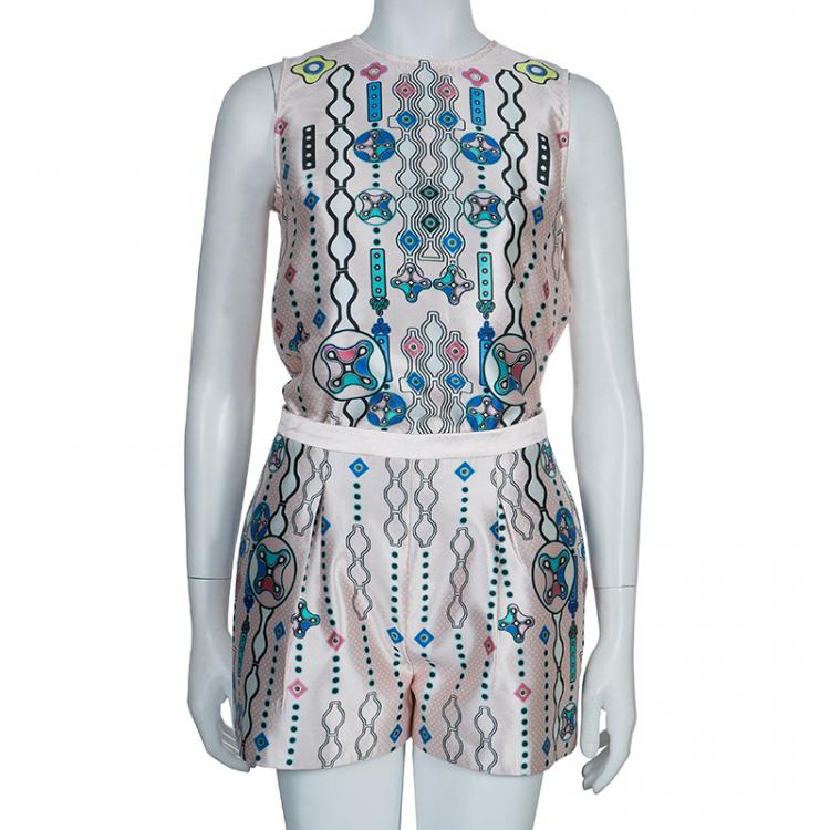 Pre Owned Peter Pilotto Digital Print Silk Shorts S
