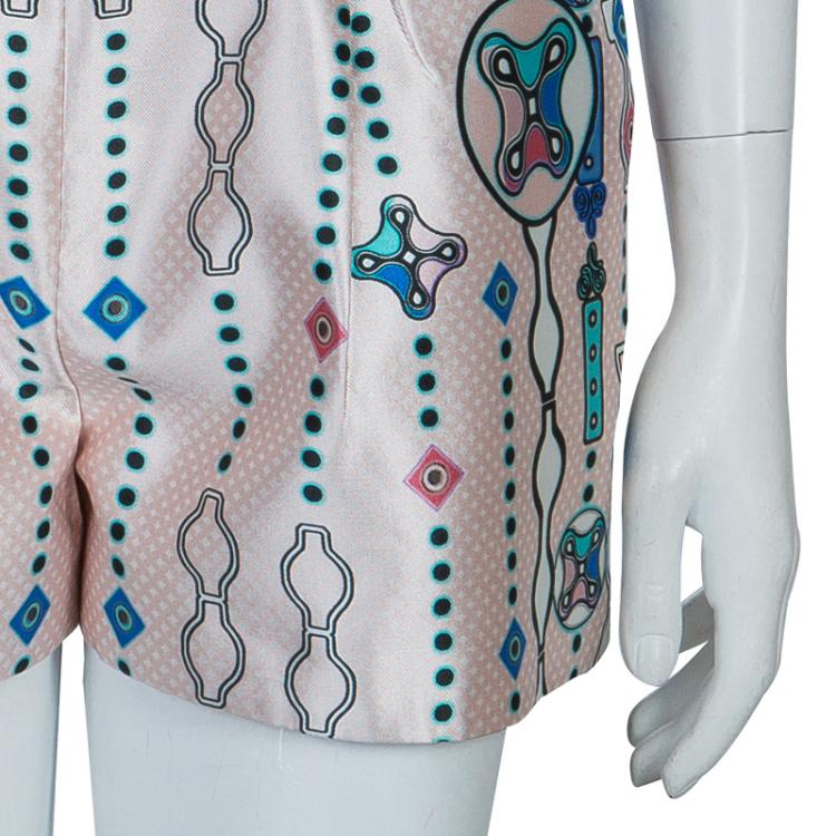 Pre Owned Peter Pilotto Digital Print Silk Shorts S