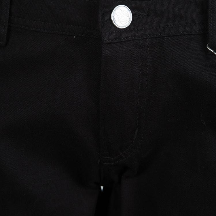 Pre Owned Philipp Plein Couture Black Denim Studded Straight Fit Jeans L