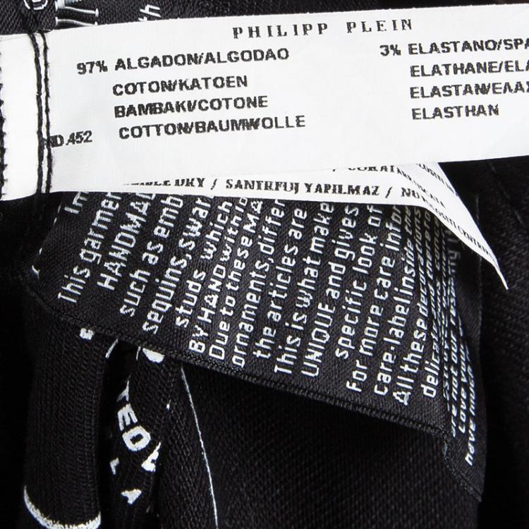 Pre Owned Philipp Plein Couture Black Denim Studded Straight Fit Jeans L