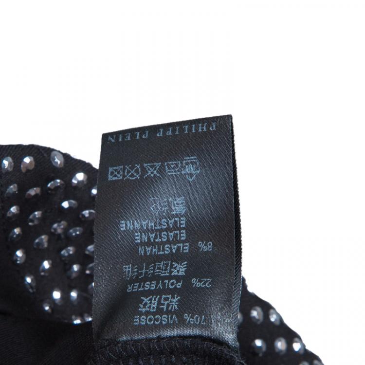 Pre Owned Philipp Plein Black Studded Short Sleeve Dress M