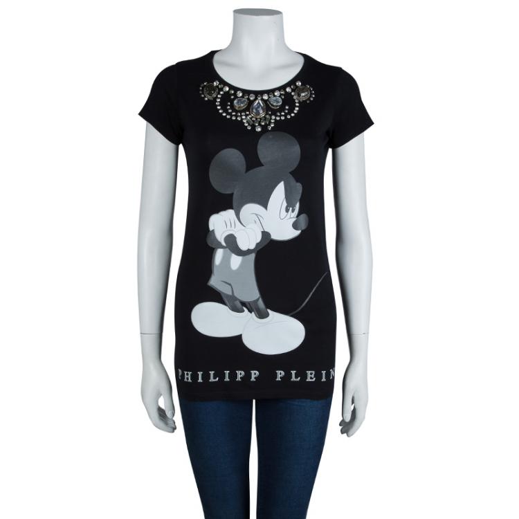 Gehoorzaamheid Loodgieter Romantiek Philipp Plein Couture Black Jersey Disney Print Embellished T-Shirt XS Philipp  Plein | TLC